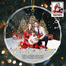 Custom Photo Family Christmas -  Personalized Custom Glass Ornament - Christmas Family Gift