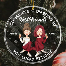 Christmas Congrats On Being My Bestie - Personalized Glass Ornament - Gift For Bestie