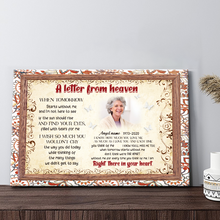 A Letter From Heaven - Custom Photo Memorial Gifts For Angel, Sympathy Gift Personalized Custom Framed Canvas Wall Art