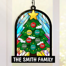 Family Christmas Tree - Personalized Window Suncatcher Ornament - Family Gift For Christmas