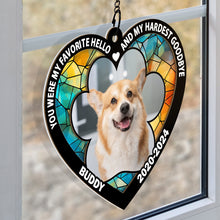 Custom Photo Memorial You Were My Favorite Hello And My Hardest Goodbye - Personalized Acrylic Window Suncatcher Ornament - Gift For Dog Lovers, Pet Lover