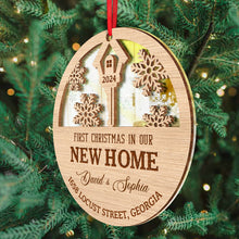 First Christmas In New Home - Personalized Custom Mirror Wooden Ornament - Gift For Family