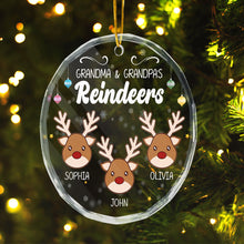 Christmas Reindeers - Customized Personalized Glass Ornament - Christmas Gift For Family