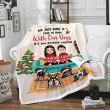 Stay Home With Our Dogs - Personalized Flannel Blanket - Christmas Gifts For Couples, Dog Lovers