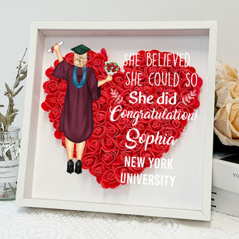 Happy Graduation- Personality Customized Flower Shadow Box - Gift For Daughter Son Graduate