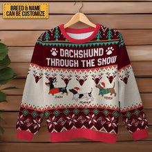 Dachshund Through The Snow - Ugly Sweater - Winter Christmas Sweater Christmas Gifts For Dog Lovers Personalized Custom Ugly Sweater