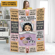 Dog Mom's Official Snuggle Blanket - Pet Blanket - Gifts For Cat Lovers - Personalized Custom Blanket