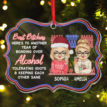 Custom Character - Here's To Another Year Of Bonding Over Alcohol - Personalized Custom Acrylic Ornament Christmas Gift For Bestie