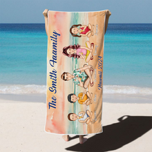 Family On The Beach - Customized Personality Beach Towel - Gift For Family