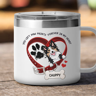 You Left Paw Prints Memorial Pet - Personalized 14oz Stainless Steel Tumbler - Gifts For Dog Lovers