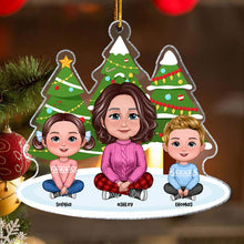 Grandma And Grandkids Under The Christmas Tree - Personality Customized Ornament - Christmas Gift For Family