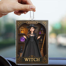 Custom Photo Witchy Halloween Figure Style - Personalized Acrylic Car Ornament - Special Gift For Family Members, Friends , Couples