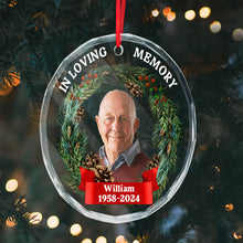 Custom Photo In Loving Memory - Customized Personalized Glass Ornament - Gift For Loving Memory