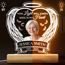 Custom Photo Your Light Will Always Shine - Customized Personalized 3D Led Light - Gift For Memorial Loss Family Gift