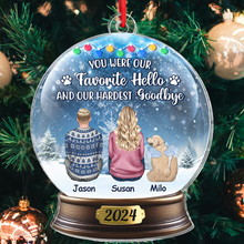 We Miss You - Customized Personalized Snow Ball Acrylic Ornament - Memorial Gift For Pet Loss Owners, Dog Mom, Dog Dad, Dog Lover