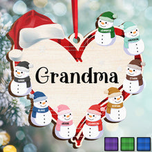 Mom's Grandma's Little Snowmen - Personalized Wooden Cutout Ornament - Gift For Family