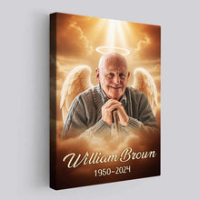 Pet Loss, Deceased Loved One With Halo & Wings Heaven - Personalized Customized Canvas - Memorial Gift For Family Members