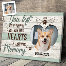 You Left Paw Prints On Our Hearts  - Custom Photo Personalized Canvas Prints - Gift For Dog Lovers