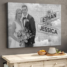 Custom Couple Photo Letter Theme - Personalized Customized Canvas - Anniversary Gift For Couples, Lovers, Husband Wife