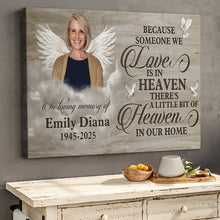 Custom Photo There's A Little Bit Of Heaven In Our Home - Personalized Customized Canvas - Memorial Gift For Family Members