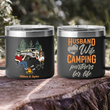 Camping Partner For Life - Custom 14oz Stainless Steel Tumbler With Handle - Gift For Husband, Wife, Couples