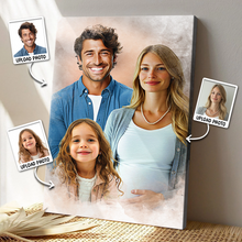 Personalized Watercolor Painting Of Loved Ones, Custom Commemorative Family Portrait From Photo, Thoughtful Bereavement Art, Personalized Customized Canvas Gift For Grandpa
