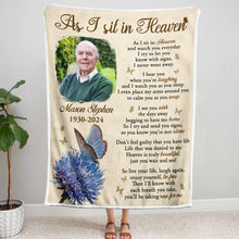 Custom Photo - As I Sit In Heaven - Customized Personalized Blanket - Memorial Gift For Family Loss