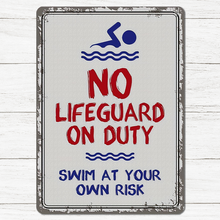 Swimming Pool Warning Sign Swim At Your Own Risk Metal Sign Poolside Sign