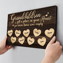 Grandchildren Fill A Place In Your Heart - Personalized Customized Canvas - Gift For Family Members