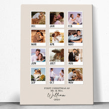 Custom Monthly Photo First Christmas As Mr & Mrs - Personalized Customized Canvas - Gifts For Couple