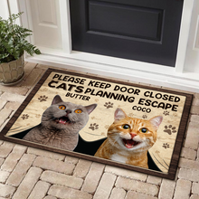 Custom Photo Cats Planning Escape - Personalized Doormat - Gift For Pet Dog Cat Lover