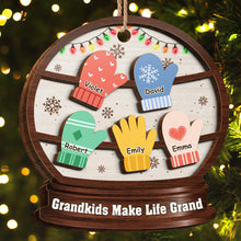 Grandkids Make Life Grand - Personalized 2-Layered Wooden Ornament - Christmas Gifts For Family