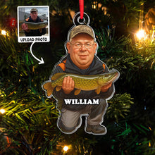 Custom Photo Of Fisherman - Personalized Acrylic Ornament - Christmas Gift For Family Member, Fisherman