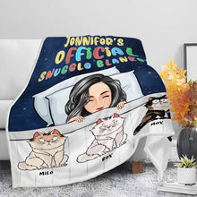 Personalized Fleece Blanket Official Snuggle Blanket Funny Cartoon Cats - Gift For Cat Lovers, Cat Moms