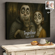 Custom Couple Photo Gothic Animated Style - Personalized Customized Canvas - Unique Halloween Gift For Couple, Him, Her, Husband, Wife