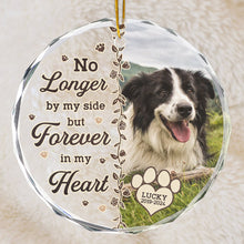 Custom Photo Memorial Christmas Forever In My Heart - Customized Personalized Glass Ornament - Gift For Dog Lover, Pet Lover