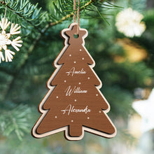 Family Names Christmas Tree - Personalized 2-Layered Wooden Ornament - Gifts For Family