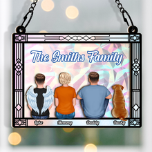 Family Sitting - Personalized Custom Window Suncatcher Ornament - Gift For Family Mom Dad