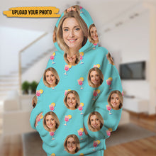 Personalized Oversized Blanket Hoodie Custom Face Warm Hoodie Cocktail Pattern Gift For Besties Mother