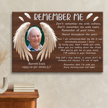 Custom Photo Personalized Canvas - Remember Me, Remember All Times, Angel Wings And Feathers - Gift For The Departed