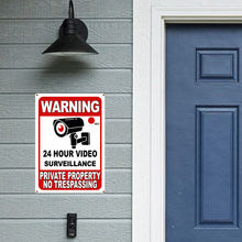 Warning 24 Hour Video Monitor Metal Sign Home Courtyard Decoration