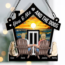 You & Me & The Dog - Customized Personalized Window Suncatcher Ornament - Gift For Pet Lover Couple