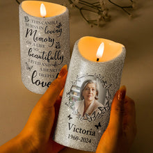 Custom Photo Glitter And Butterflies Candle LED - Personalized Candle LED Light - Memorial Gift For Family Members