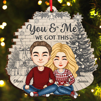 You & Me - Customized Personalized Wooden Cutout Ornament - Christmas Gift For Couple Husband Wife