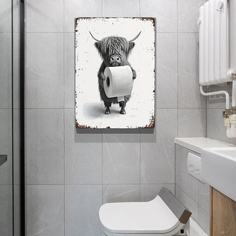 Funny Cow Bathroom Metal Sign Wall Decor Farmhouse Sign For Toilet Restroom Decor Gifts