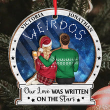 Our Love Was Written On The Stars - Customized Personalized Acrylic Wooden Ornament - Gift For Couple Husband Wife