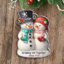 Growing Old Together 3D Effect Couple Snowman - Personalized Acrylic Ornament - Christmas Gift For Family Member, Couple