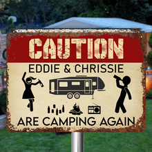 Caution For Campers - Personalized Custom Classic Camping Metal Signs