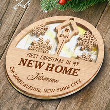 First Christmas In New Home - Personalized Custom Mirror Wooden Ornament - Gift For Family