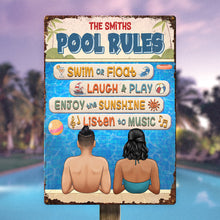 Our Pool Rules - Personalized Metal Sign For Poolside and Backyard - A Gift For Couples, Family